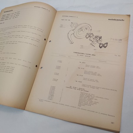 Autobianchi Notiziario tecnico n. 14, marzo 1966 con fori. Macchie d'officina