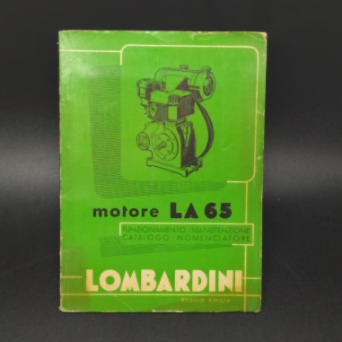 Libretto uso e manutenzione Lombardini LA 65, 1958. Ingiallimenti, sbucciature