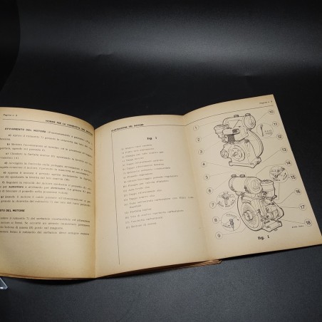 Libretto uso e manutenzione Lombardini LA 65, 1958. Ingiallimenti, sbucciature