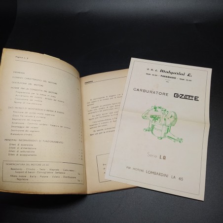 Libretto uso e manutenzione Lombardini LA 65, 1958. Ingiallimenti, sbucciature