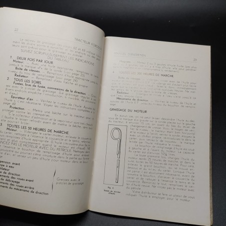 Manuale - Manuel d'entretien tracteur Fordson in francese. Sbiadito con timbro