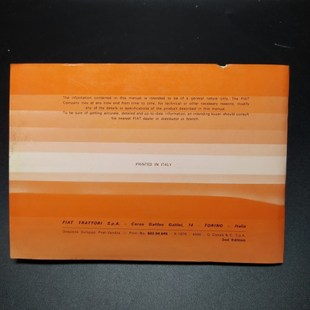 Manuale d'uso - Operation's manual Trattori Fiat 780 in inglese, 1976. Macchie