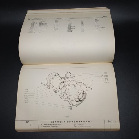 Catalogo ricambi trattori Fiat 615, 1° edizione 1965. Spellature e macchie