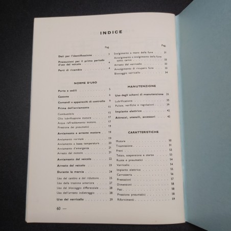 Manuale uso e manutenzione Autocarro Mod. CP70 - 4x4 "Fiat 6602 CM". Buono