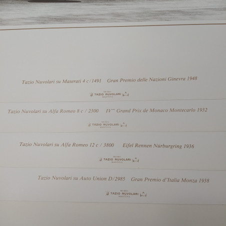 Cartellina Museo Tazio Nuvolari con 4 immagini degli anni '30-'40. Ingrigimenti