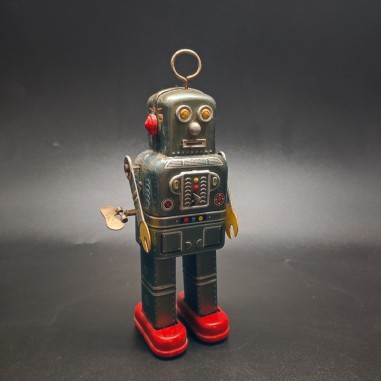 Robot Atomic giocattolo vintage in latta carica a molla anni 50/60