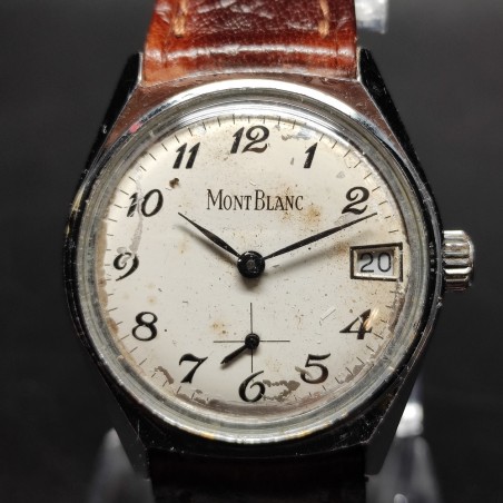 Orologio polso Montblanc cassa acciaio vistosi segni di invecchiamento
