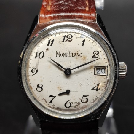 Orologio polso Montblanc cassa acciaio vistosi segni di invecchiamento