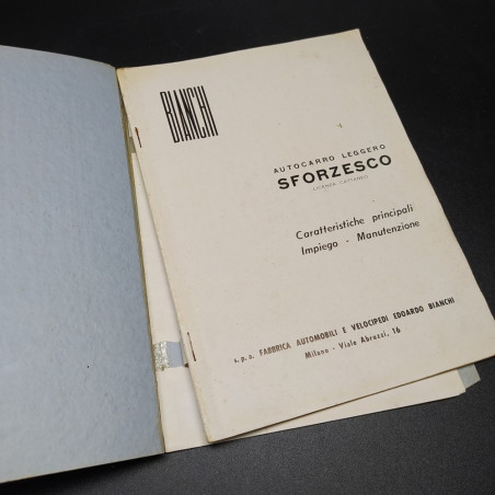 Manuale Norme uso e manutenzione Autocarro leggero Bianchi Sforzesco