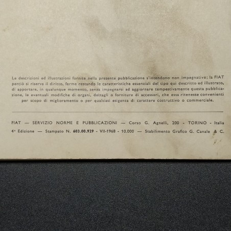 Libretto Uso e manutenzione Fiat 124 sport coupè 4° ed. 1968