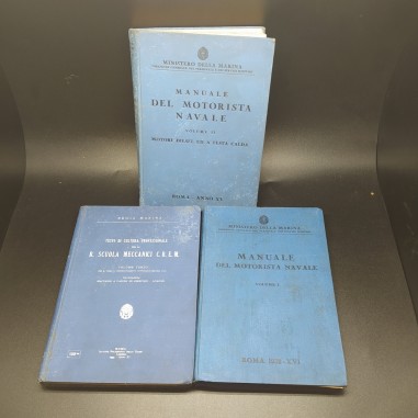 Lotto 3 manuali Regia Marina motorista navale e Testo di cultura professionale