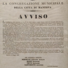 Quadro con Avviso La Congregazione Municipale della Città di Mantova 1848 2