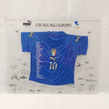 Maglia calcio Nazionale Italiana n° 10 "Puma Con noi agli europei" e autografi