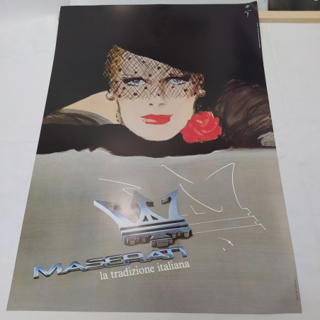 Lotto di 4 manifesti pubblicitari collezione Renè Gruau per Maserati 50x70 cm