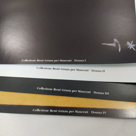 Lotto di 4 manifesti pubblicitari collezione Renè Gruau per Maserati 50x70 cm