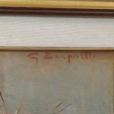 Quadro olio su legno con paesaggio invernale 78x58 cm 2