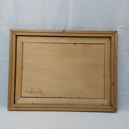 Quadro olio su legno con paesaggio invernale 78x58 cm