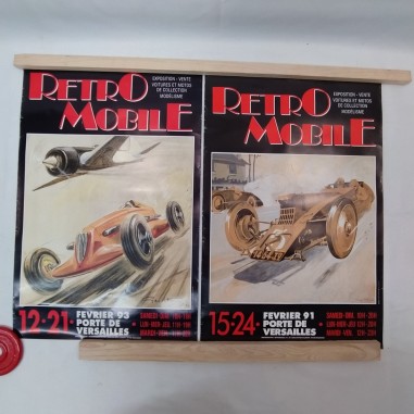 Lotto di 2 Manifesto auto Retro Mobile 1993 e 1994 piccoli difetti marginali