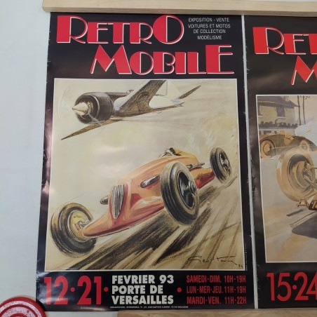 Lotto di 2 Manifesto auto Retro Mobile 1993 e 1994 piccoli difetti marginali