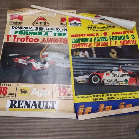 Lotto di 8 manifesti auto anni 80 per manifestazioni sportive