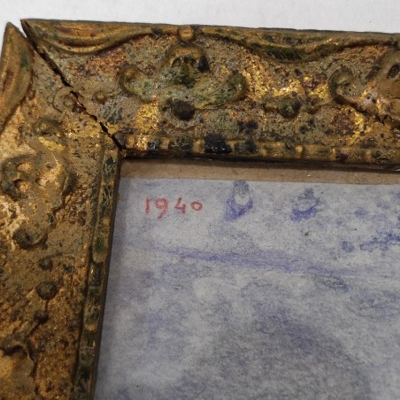 Quadro tempera su tavola autore L. Bragalini 1940 con auto da corsa rossa