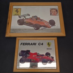Coppia di specchi con stampate auto Ferrari 33x23 e 22x17 cm 2