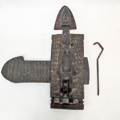 Serratura africana possibile tribù Dogon Mali in legno e ferro 2