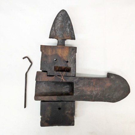 Serratura africana possibile tribù Dogon Mali in legno e ferro