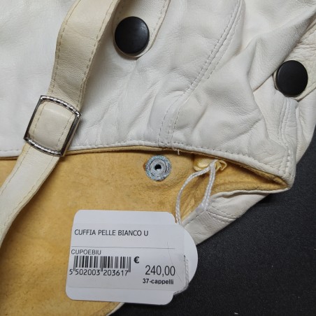 Cuffia da auto in pelle bianca marca Chapal nuova tg 56 cm