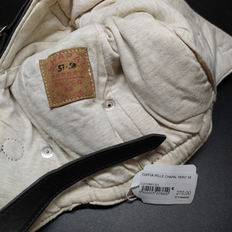 Cuffia vintage stile pilota auto in pelle marrone marca Chapal nuova tg 57-58 cm