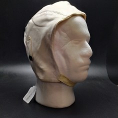 Cuffia tipo pilota stile vintage in pelle bianca marca Chapal nuova tg 56 cm
