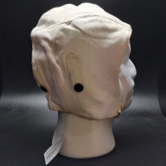 Cuffia tipo pilota stile vintage in pelle bianca marca Chapal nuova tg 56 cm 2