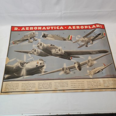 Originale Manifesto Regia Aeronautica Aeroplani 100x70 cm anni 30 discreto