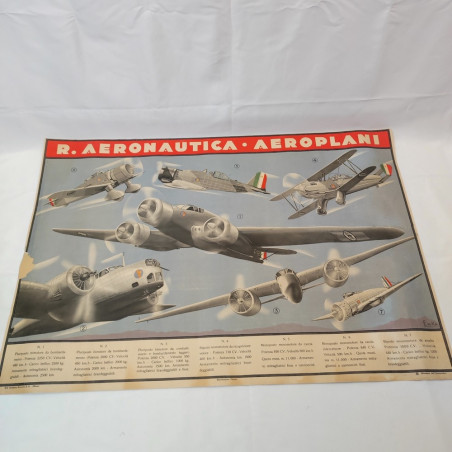 Originale Manifesto Regia Aeronautica Aeroplani 100x70 cm anni 30 discreto