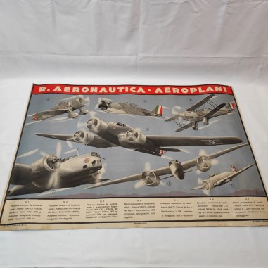 Originale Manifesto Regia Aeronautica Aeroplani 100x70 cm anni 30 buono