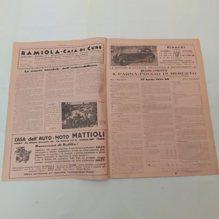 X Parma Poggio 29 aprile 1934 Bollettino ufficiale corsa automobilistica
