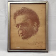 Stampa ritratto musicista Mascagni con dedica in originale autografa 2