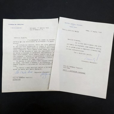 Lettera del Partito Liberale Italiano e lettera della Camera dei Deputati 1969