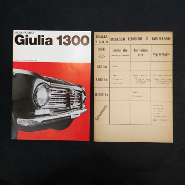 Libretto uso e manutenzione delle vetture Alfa Romeo Giulia 1300, 1964. Buono