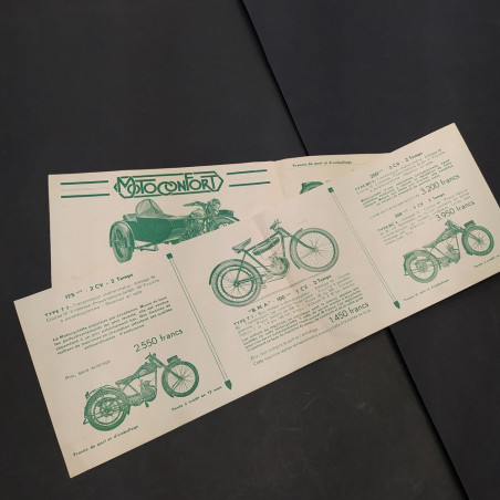 Catalogo motociclette Motoconfort 1931 in francese. Ingiallimento