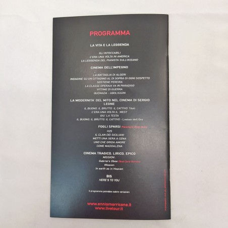 Programma del concerto Musica per il cinema direttore Ennio Morricone autografo