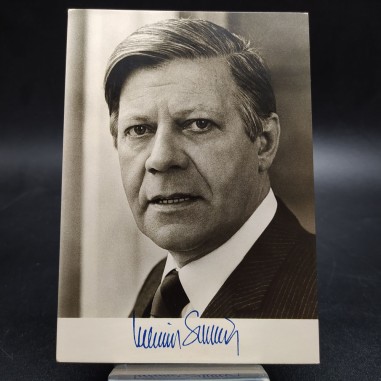 Cartolina del politico tedesco Helmut Schmidt, olimpiadi 1976, con autografo