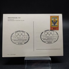 Cartolina del politico tedesco Helmut Schmidt, olimpiadi 1976, con autografo 2