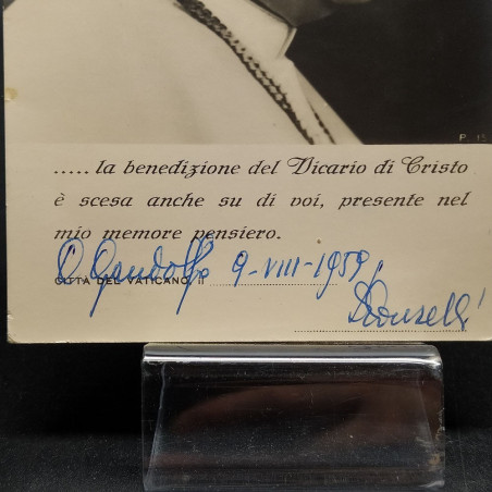 Cartolina di Papa Giovanni XXIII, 1959 con autografo non riconosciuto. Buono