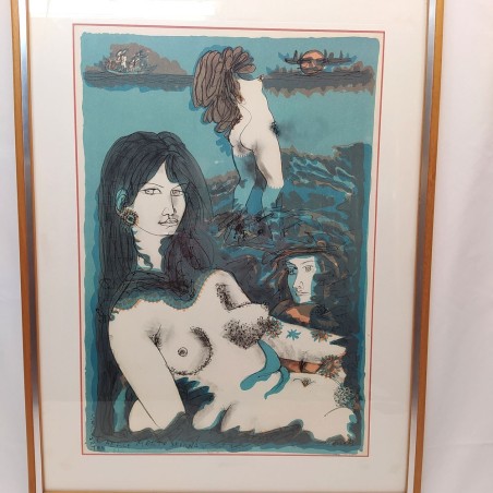 Litografia Tono Antonio Zancanaro figura femminile 66x88 cm