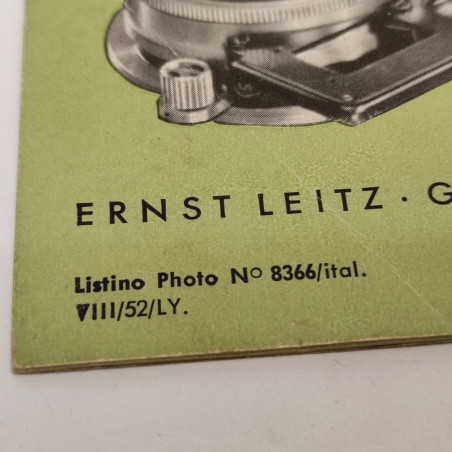 Catalogo Leica Il procedimento Leica Listino Photo N. 8366 VII 1952