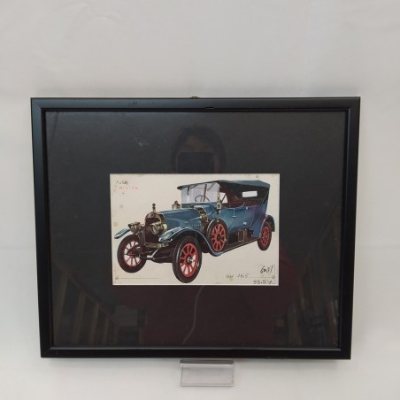 Disegno a tempera bozzetto auto antica anni 10 del 900