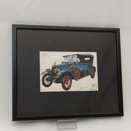 Disegno a tempera bozzetto auto antica anni 10 del 900
