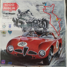 Lotto di 2 documenti Mille Miglia: locandina 1990 - 35x49 cm e invito 1953 2