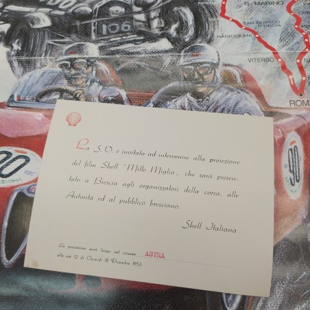 Lotto di 2 documenti Mille Miglia: locandina 1990 - 35x49 cm e invito 1953